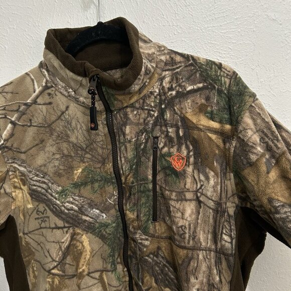 Game Winner Jacket Mens Size M Brown Camo Fleece Outdoors Full Zip Pocket Jacket - Picture 4 of 12